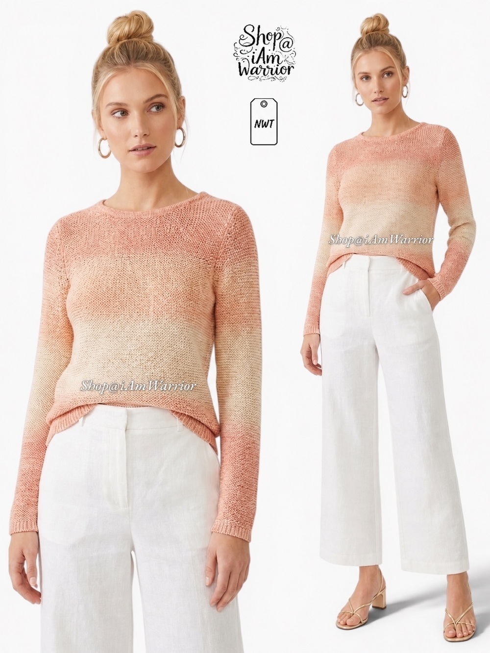 Chico’s NWT blush space dye ombré metallic pullover *shop@iamwarrior